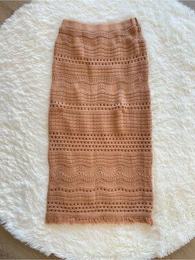 House of Harlow 1960 Crochet Maxi Skirt - Blush